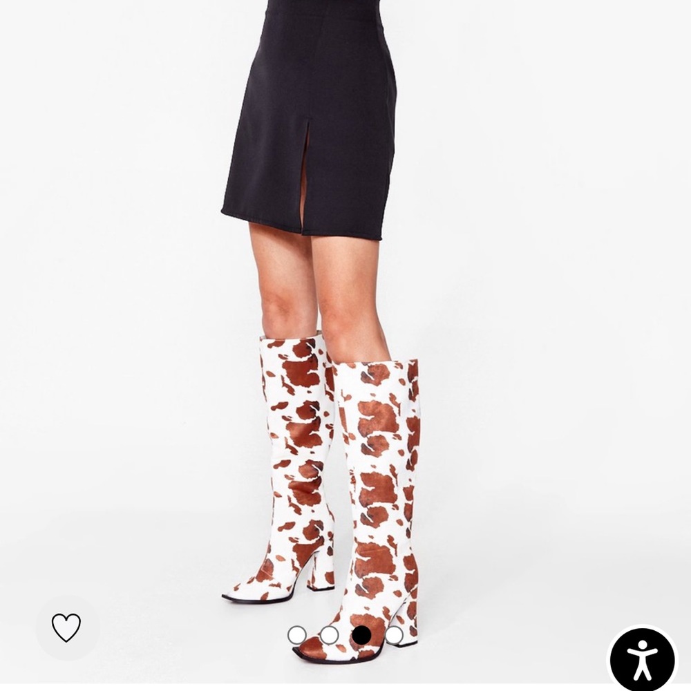 COWPRINT KNEE HIGH BOOTS